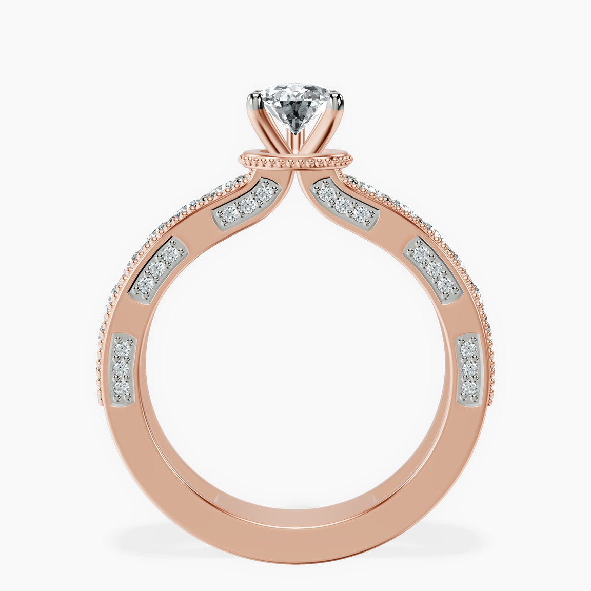 14kt Rose Gold Regalia Milgrain Lab Diamond Ring side right image one