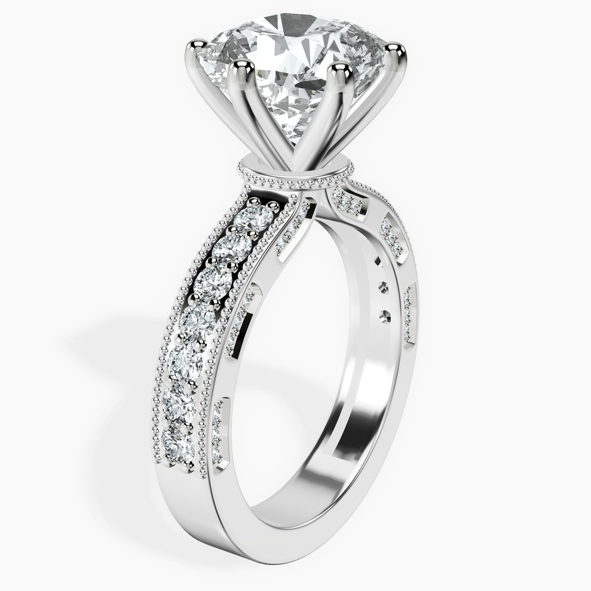 Platinum Regalia Milgrain Lab Diamond Ring standing product image one