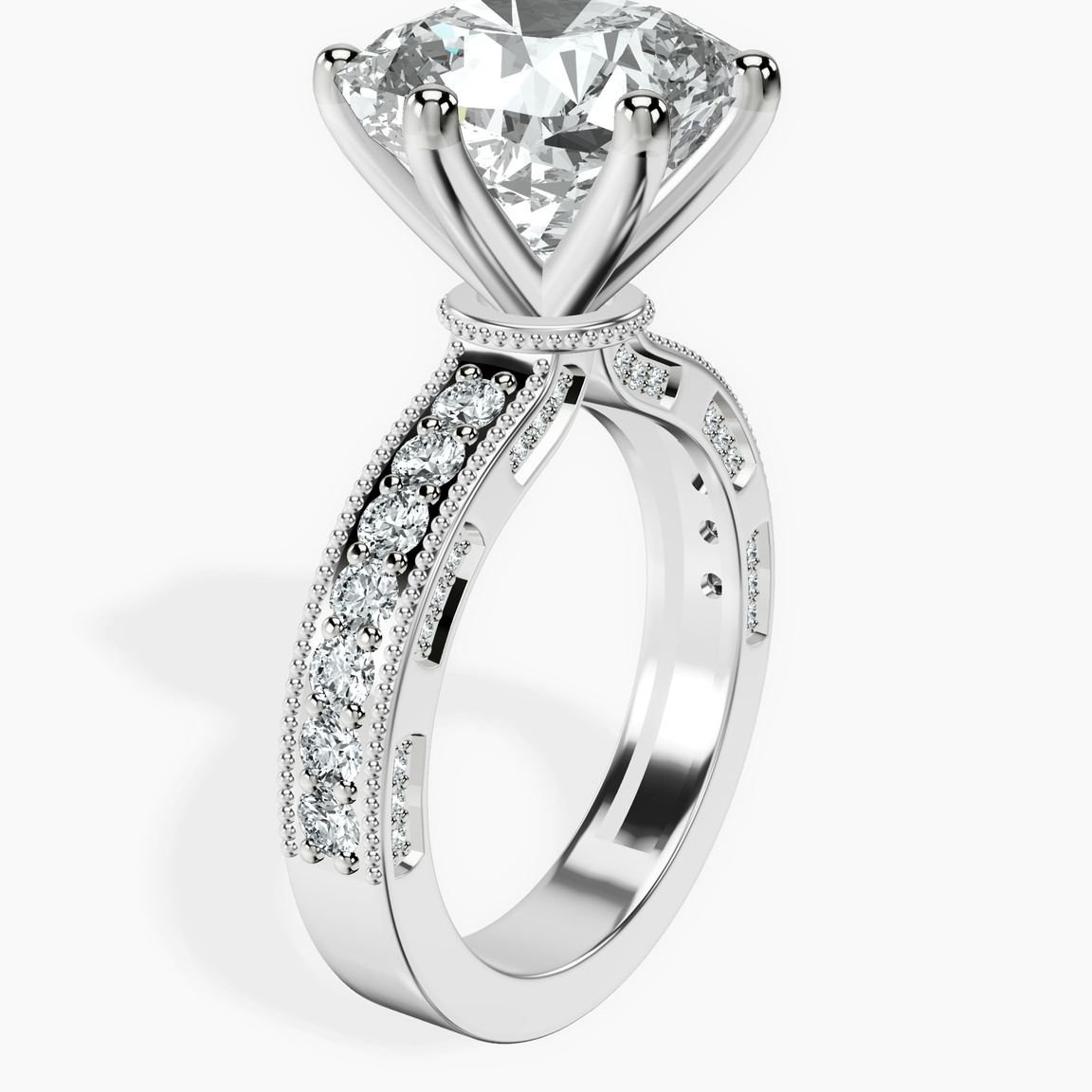 18kt White Gold Regalia Milgrain Lab Diamond Ring standing product image one
