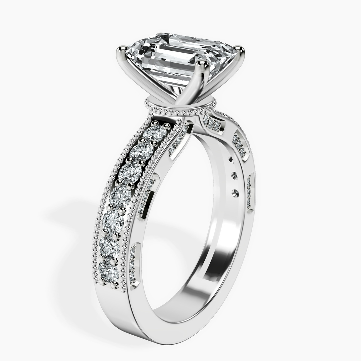 Platinum Regalia Milgrain Lab Diamond Ring standing product image one