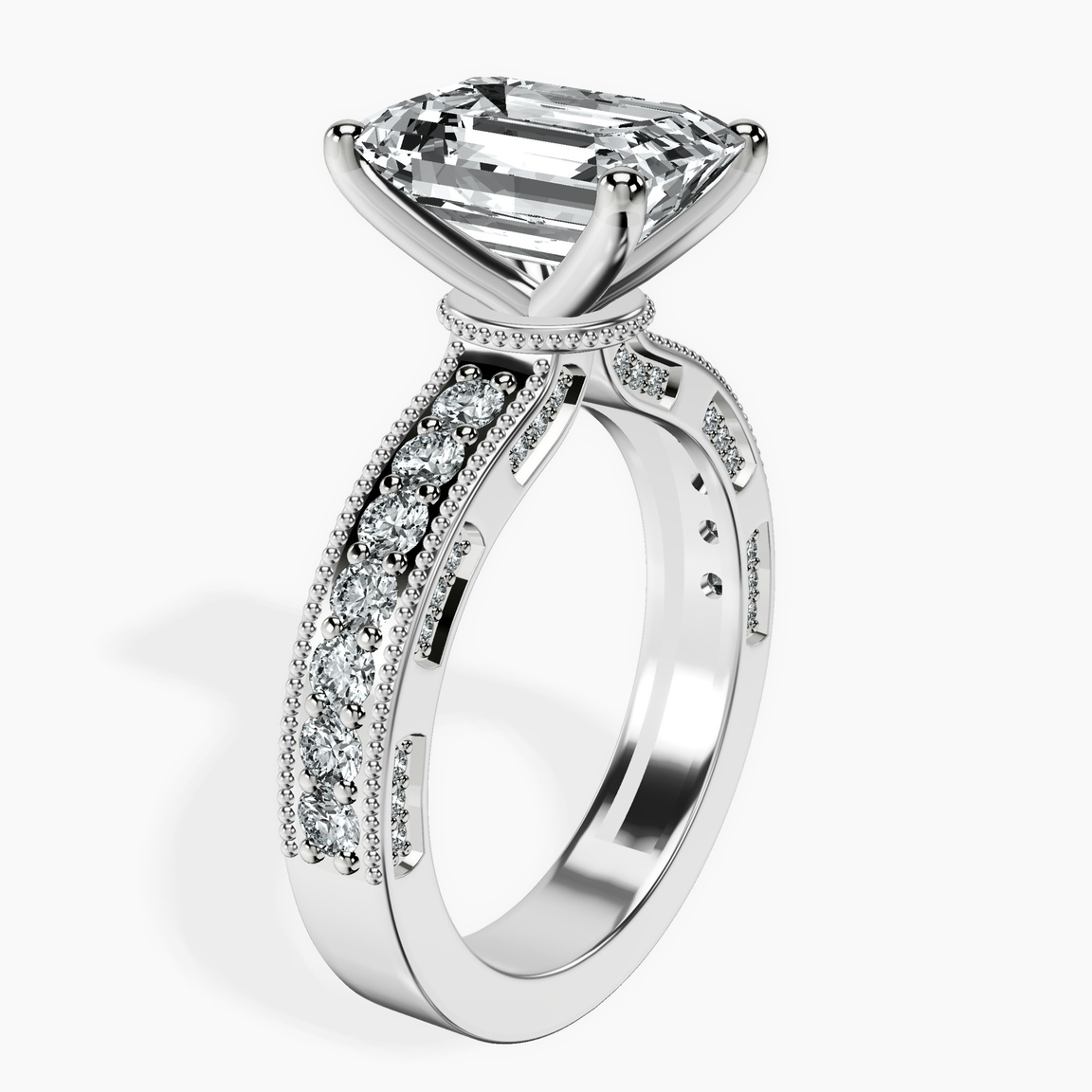Platinum Regalia Milgrain Lab Diamond Ring standing product image one