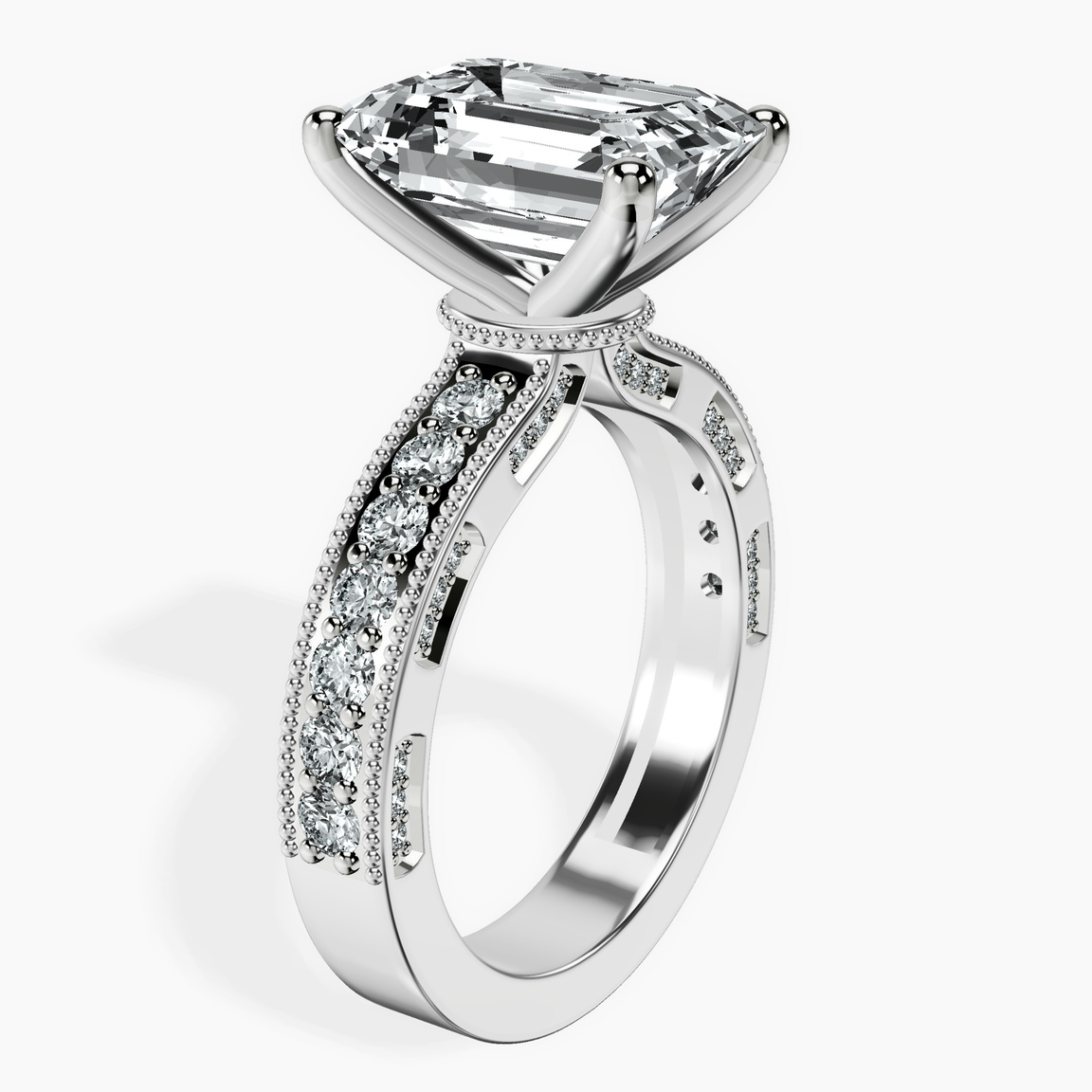 Platinum Regalia Milgrain Lab Diamond Ring standing product image one