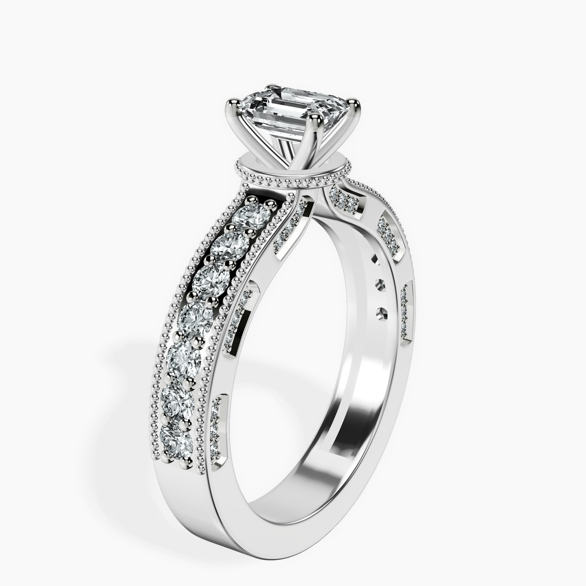 Platinum Regalia Milgrain Lab Diamond Ring standing product image one