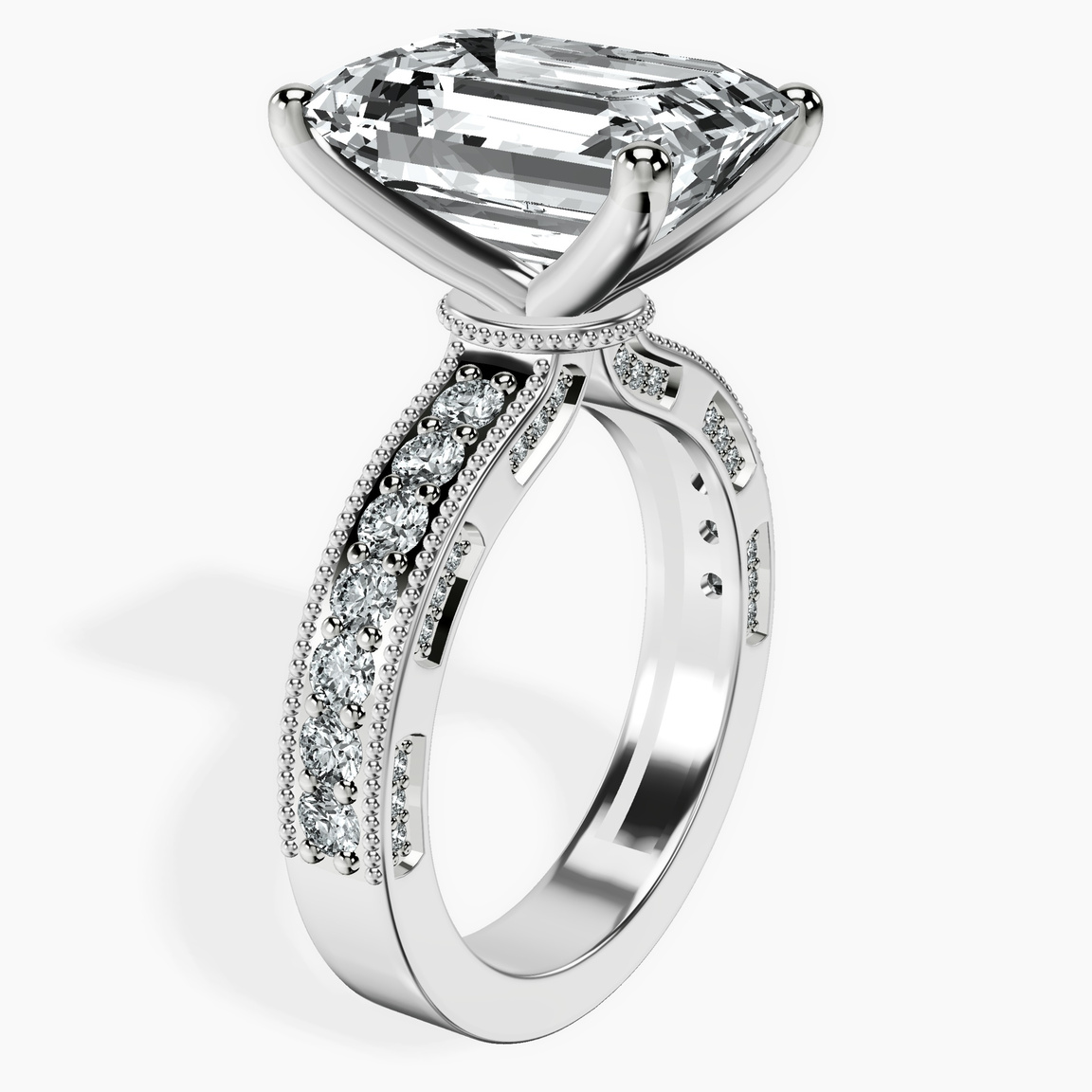 Platinum Regalia Milgrain Lab Diamond Ring standing product image one
