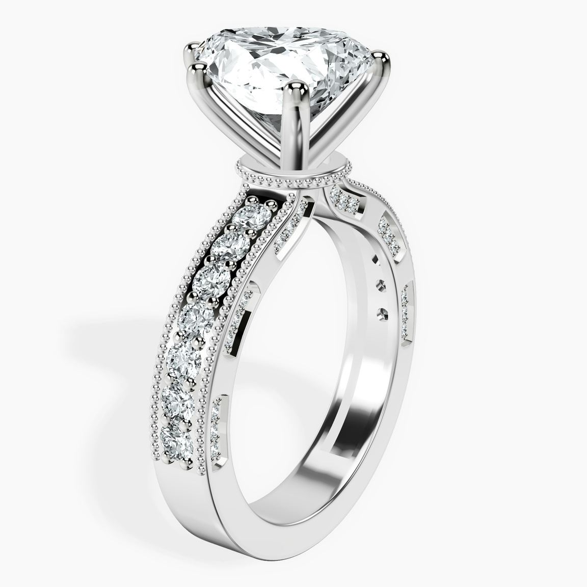 Platinum Regalia Milgrain Lab Diamond Ring standing product image one