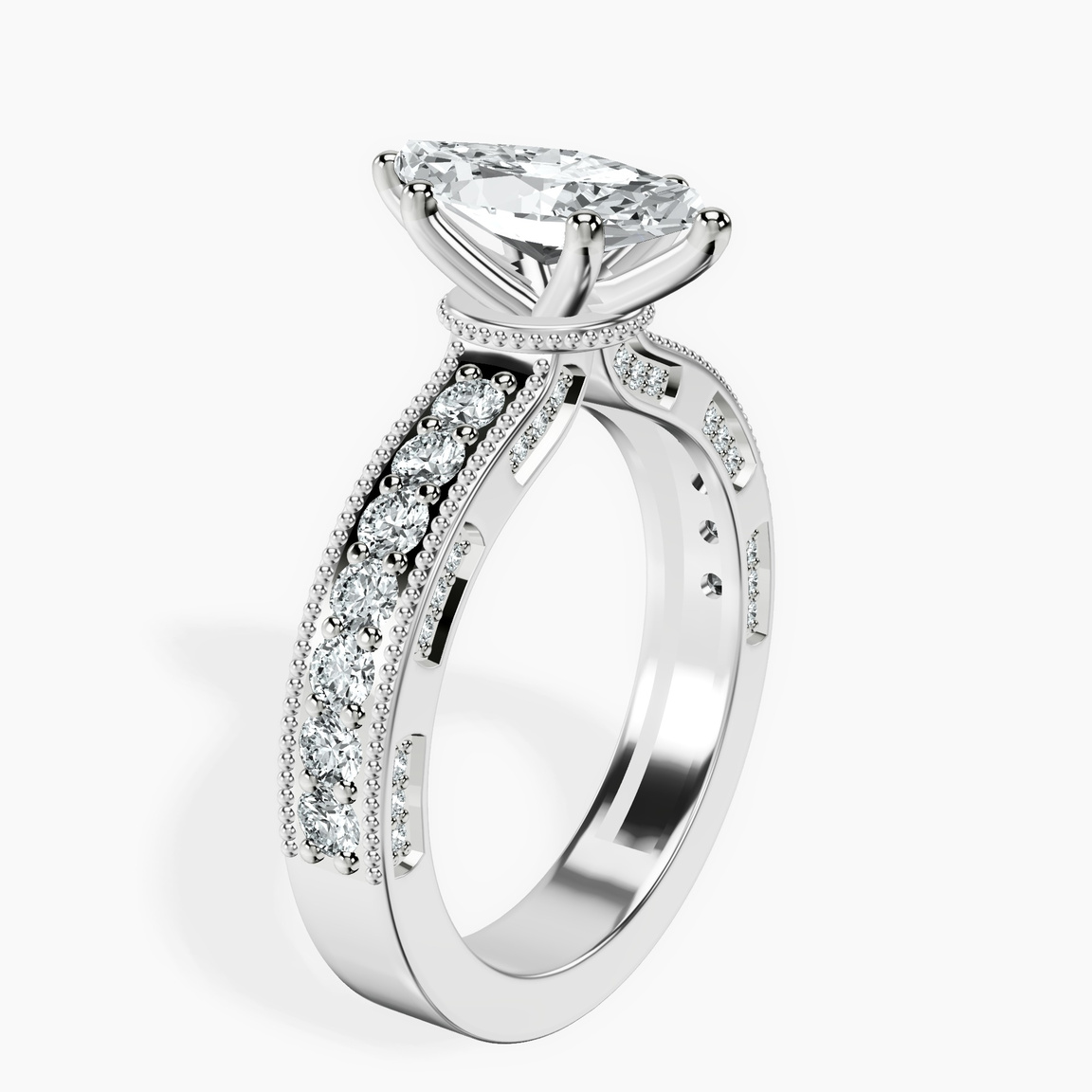 Platinum Regalia Milgrain Lab Diamond Ring standing product image one