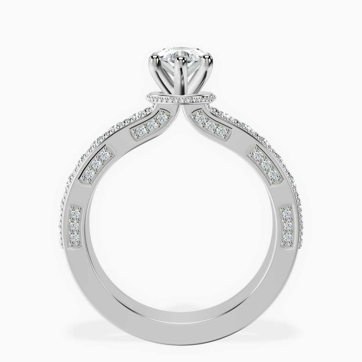 Platinum Regalia Milgrain Lab Diamond Ring side right image one