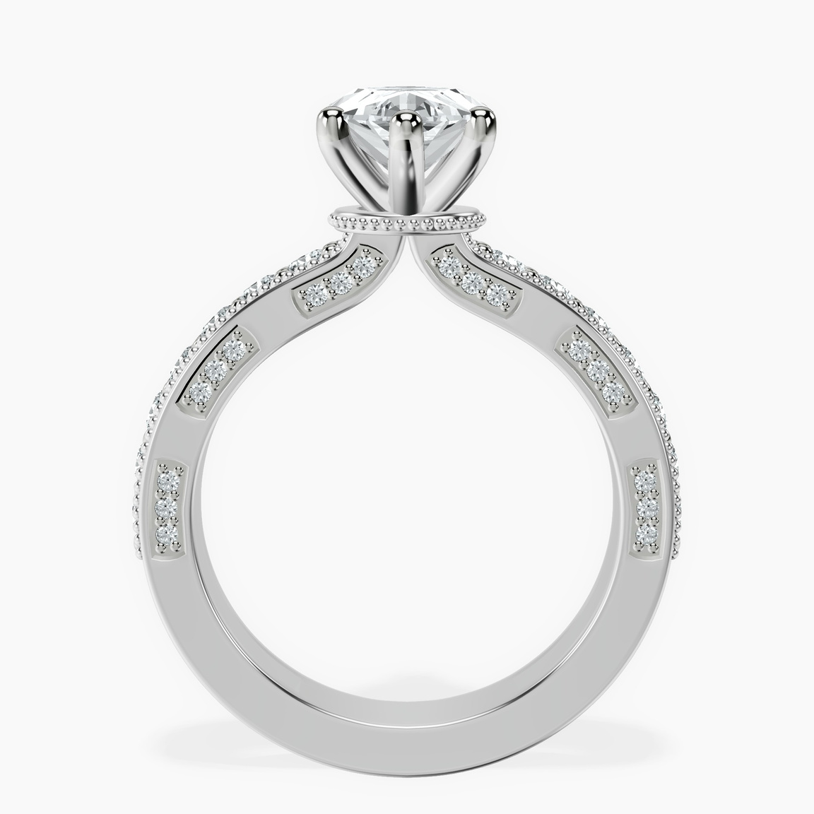 Platinum Regalia Milgrain Lab Diamond Ring side right image one