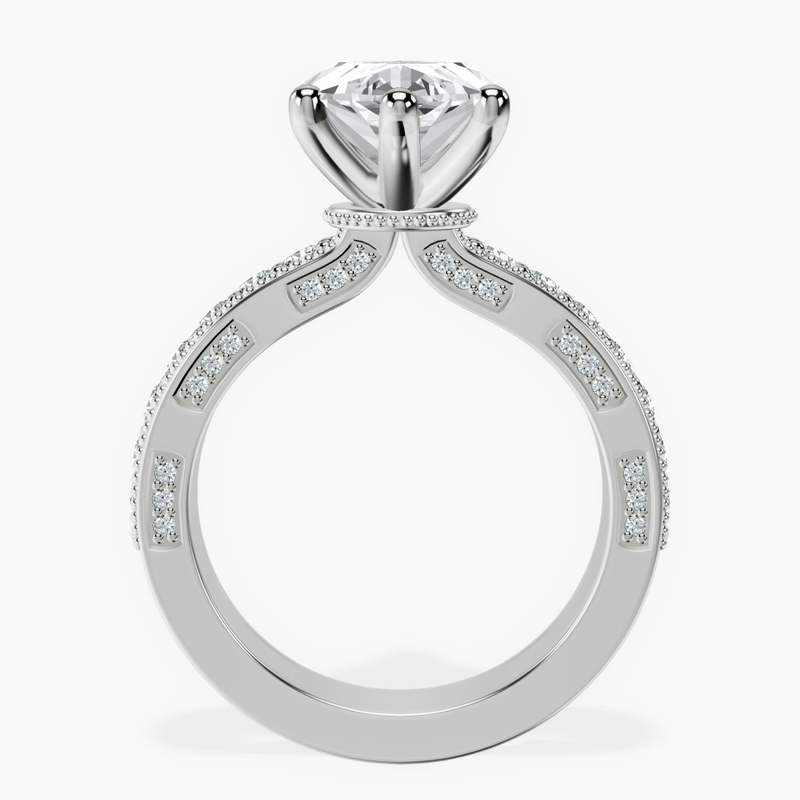 Platinum Regalia Milgrain Lab Diamond Ring side right image one
