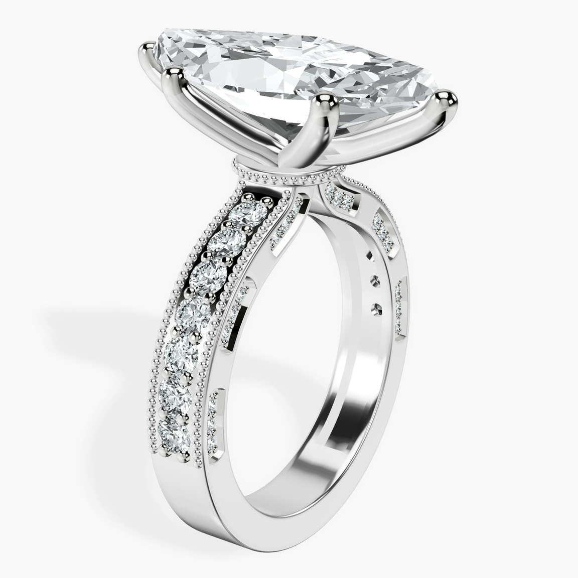 Platinum Regalia Milgrain Lab Diamond Ring standing product image one