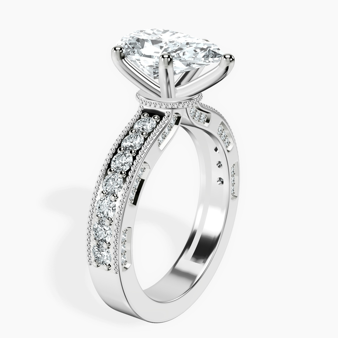 18kt White Gold Regalia Milgrain Lab Diamond Ring standing product image one