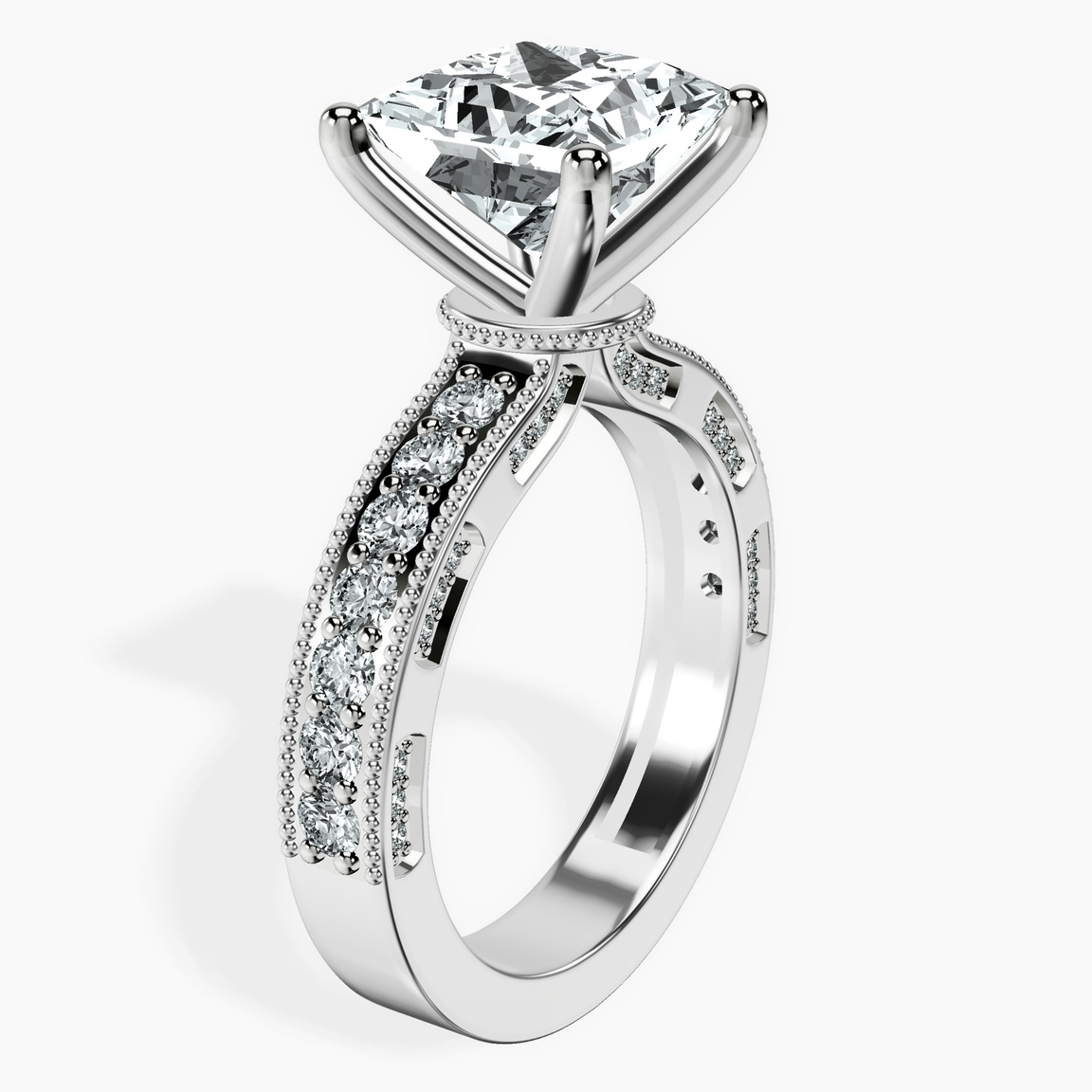 Platinum Regalia Milgrain Lab Diamond Ring standing product image one