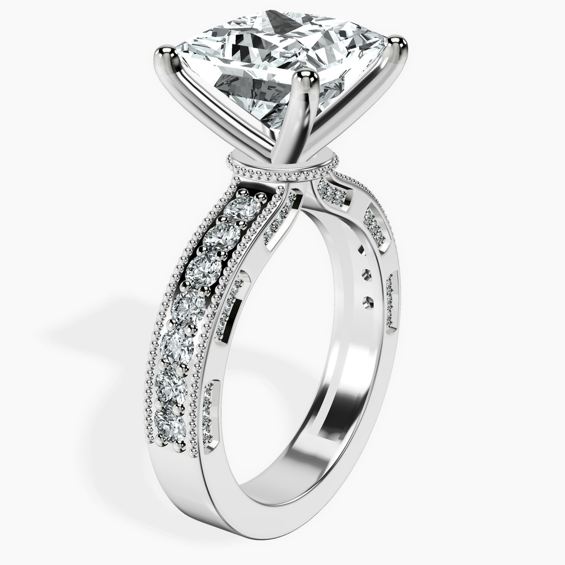 Platinum Regalia Milgrain Lab Diamond Ring standing product image one