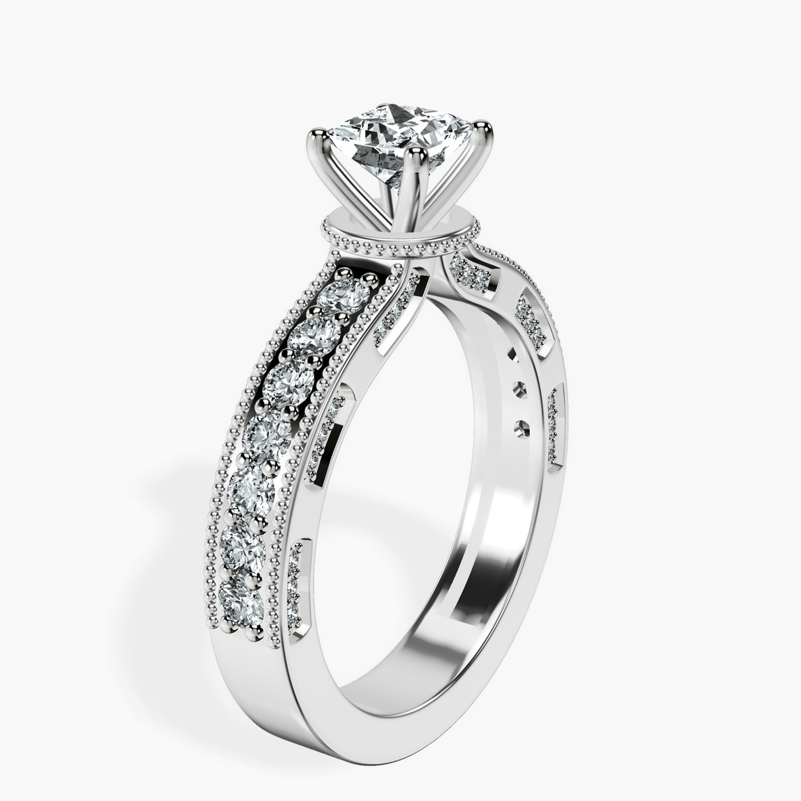 Platinum Regalia Milgrain Lab Diamond Ring standing product image one