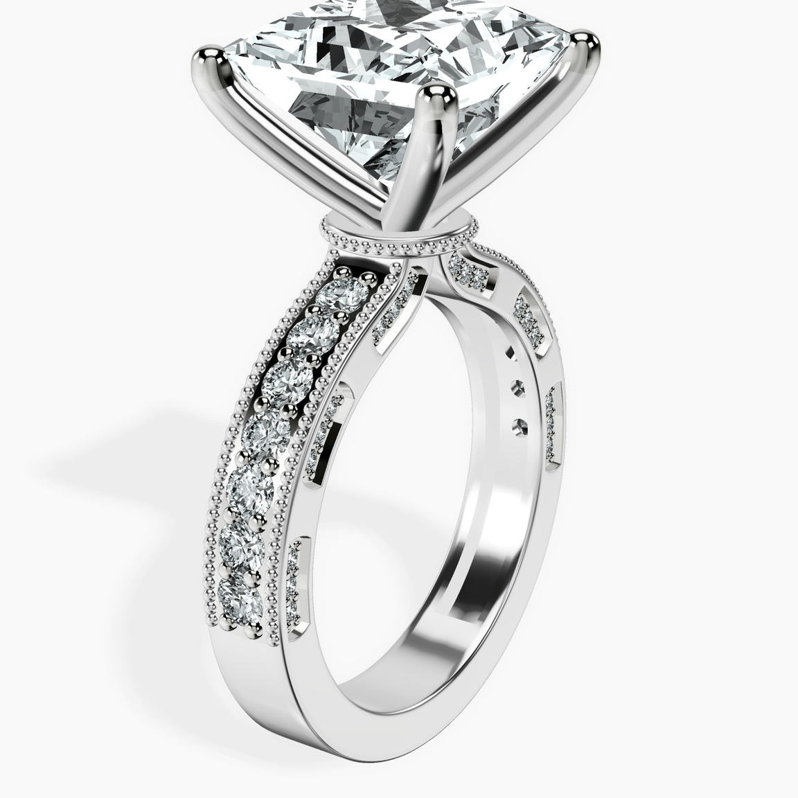 Platinum Regalia Milgrain Lab Diamond Ring standing product image one