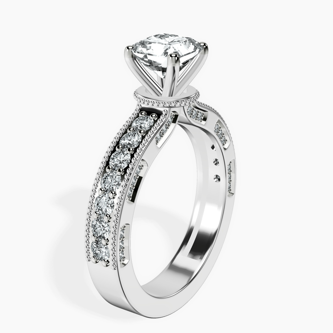 Platinum Regalia Milgrain Lab Diamond Ring standing product image one