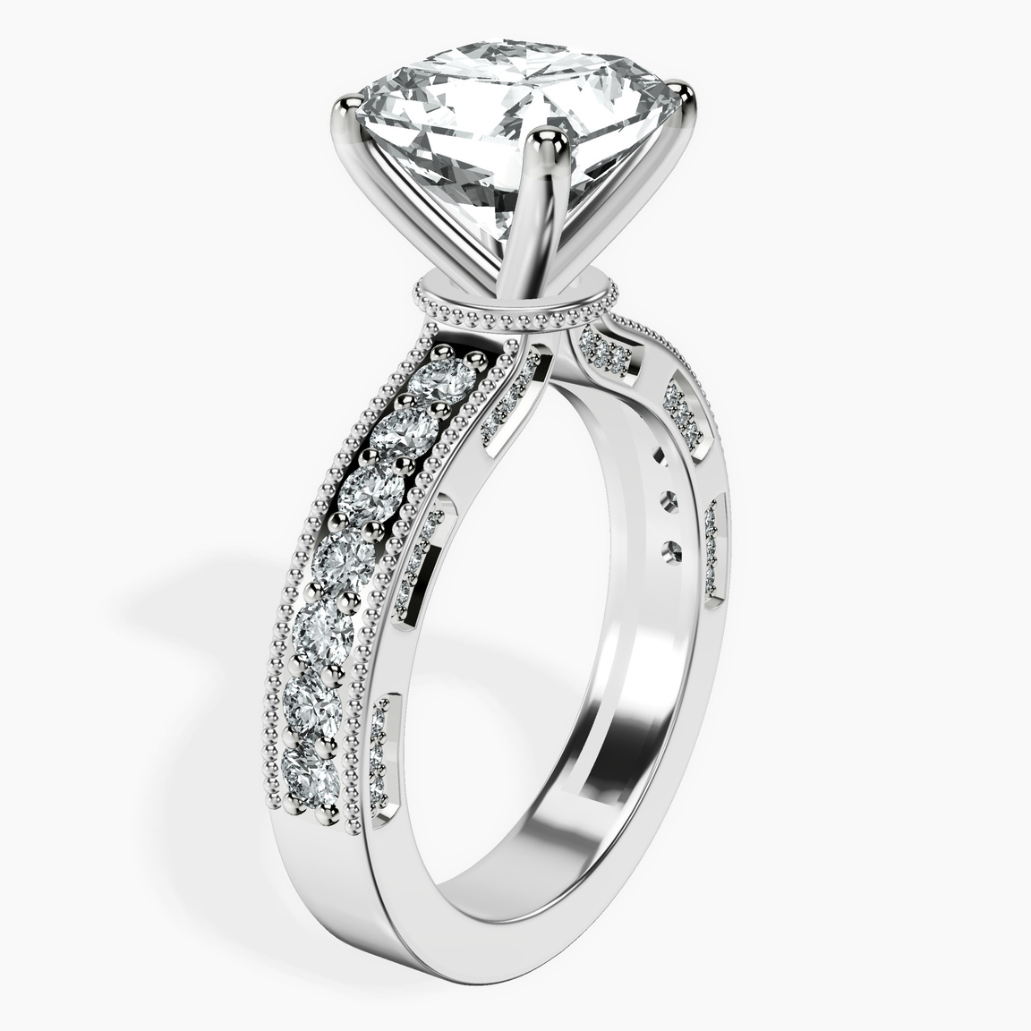 Platinum Regalia Milgrain Lab Diamond Ring standing product image one