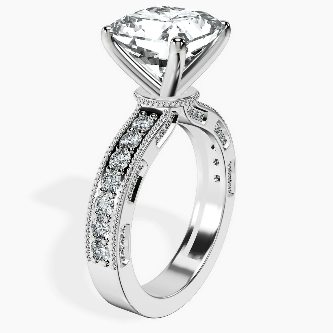 Platinum Regalia Milgrain Lab Diamond Ring standing product image one