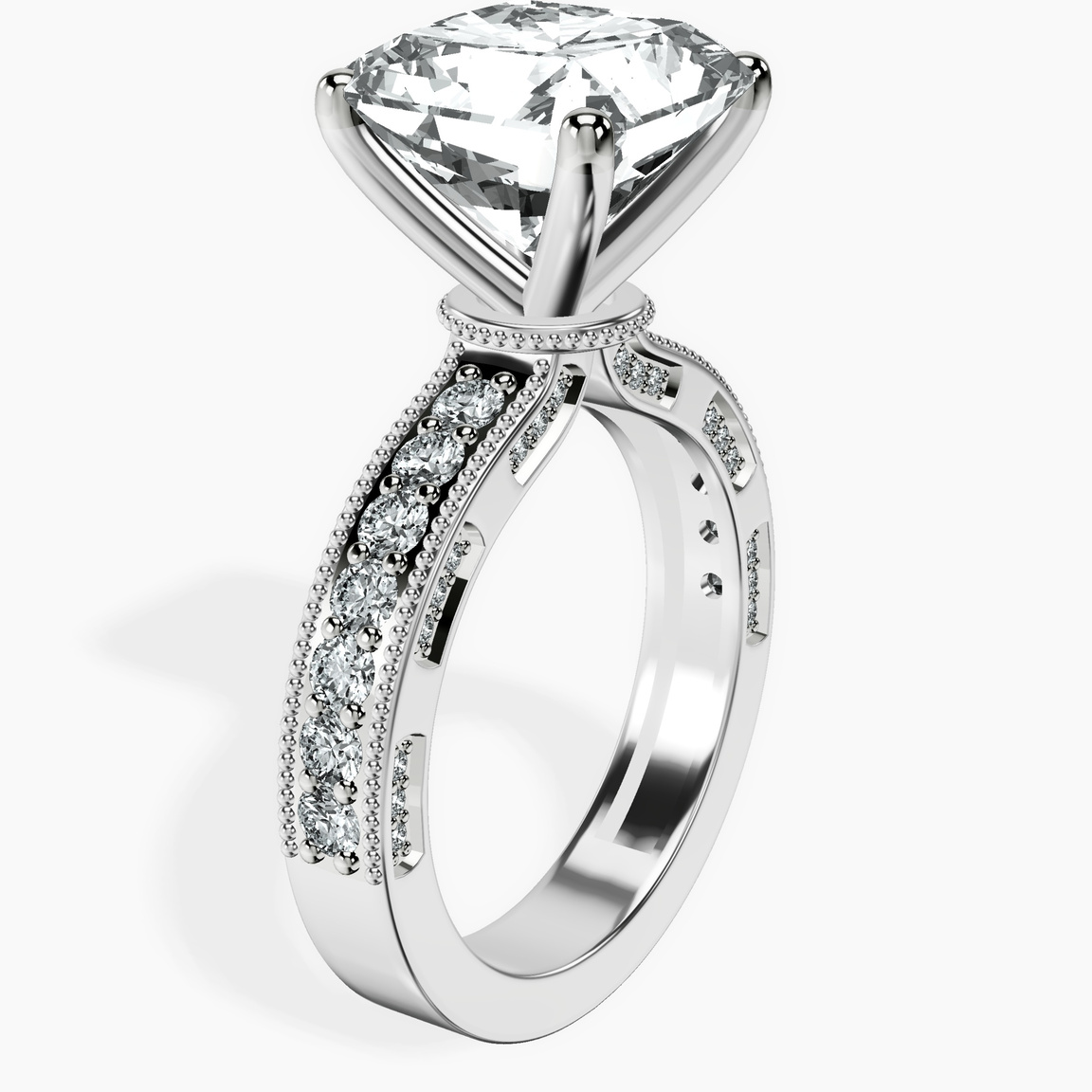 Platinum Regalia Milgrain Lab Diamond Ring standing product image one
