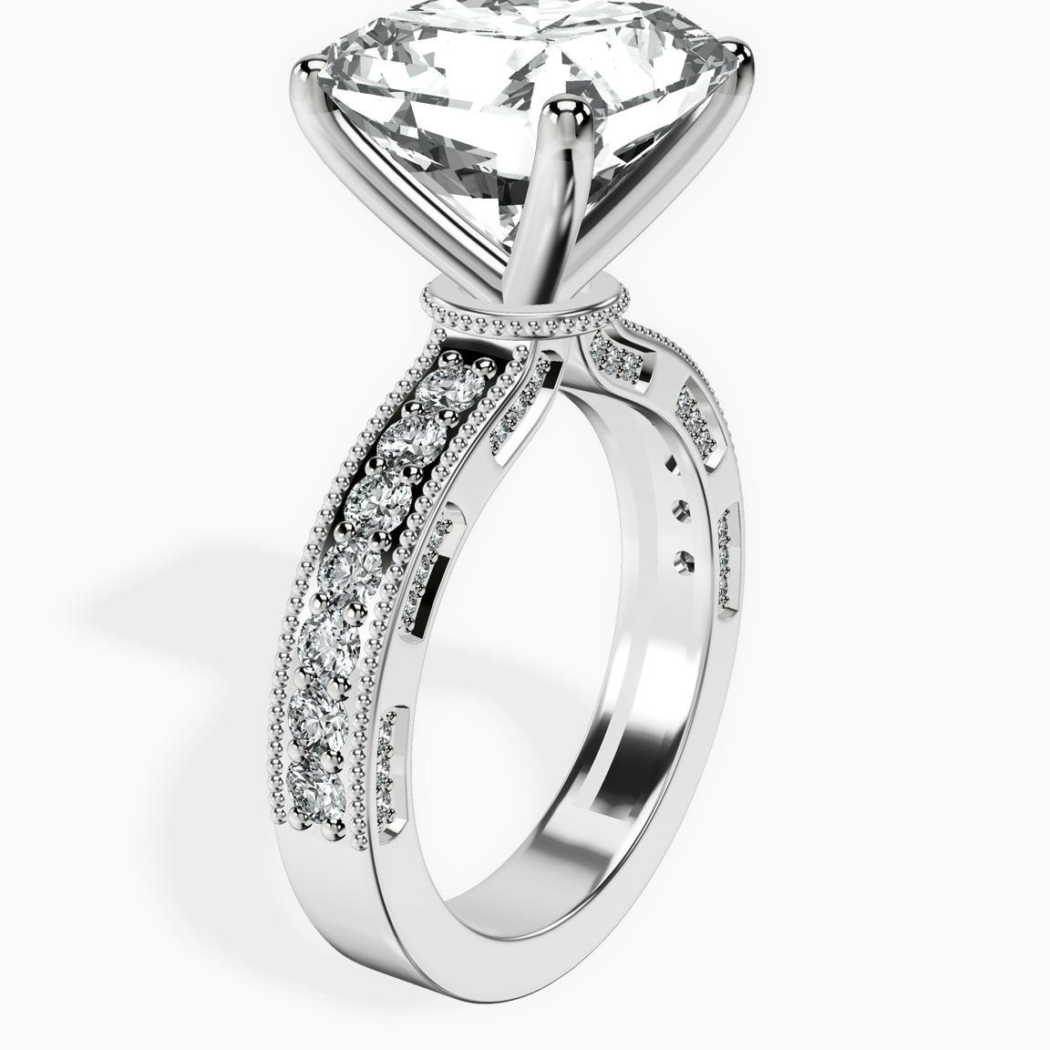 Platinum Regalia Milgrain Lab Diamond Ring standing product image one