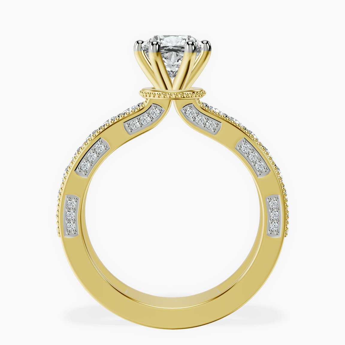 18kt Yellow Gold Regalia Milgrain Lab Diamond Ring side right image one