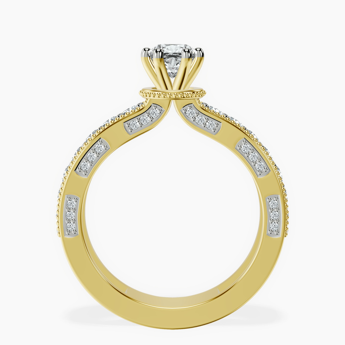 18kt Yellow Gold Regalia Milgrain Lab Diamond Ring side right image one