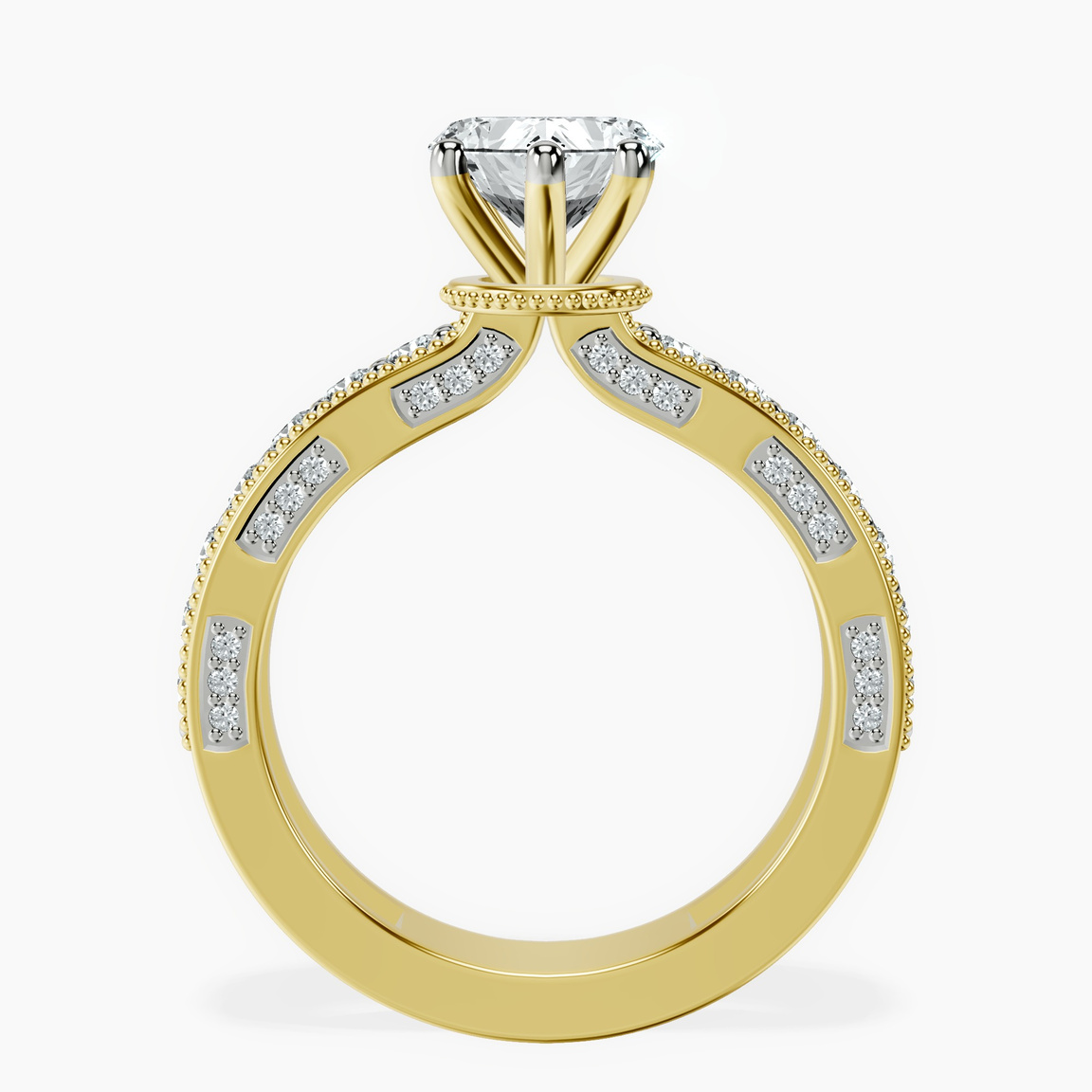 18kt Yellow Gold Regalia Milgrain Lab Diamond Ring side right image one
