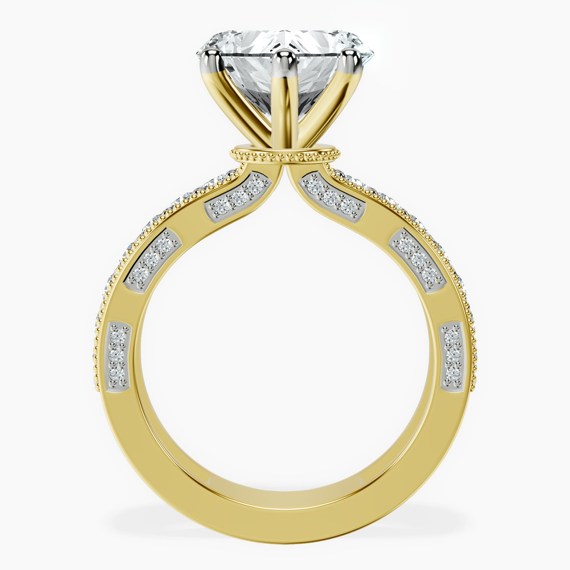18kt Yellow Gold Regalia Milgrain Lab Diamond Ring side right image one
