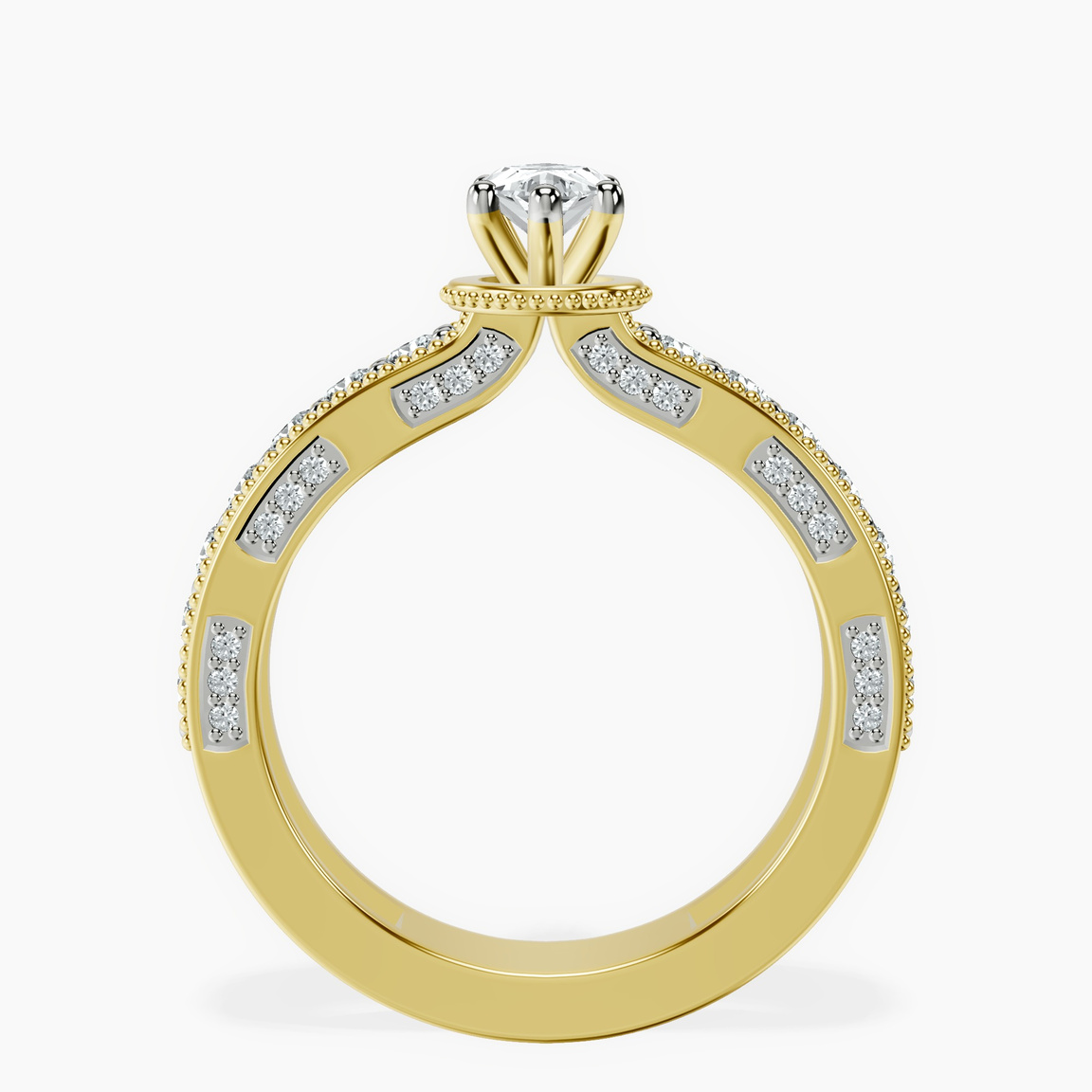 18kt Yellow Gold Regalia Milgrain Lab Diamond Ring side right image one