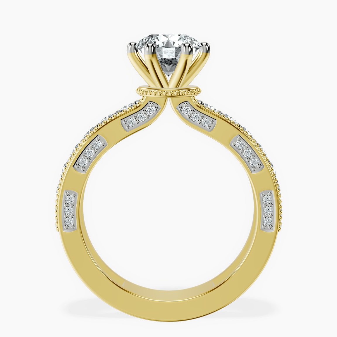 18kt Yellow Gold Regalia Milgrain Lab Diamond Ring side right image one