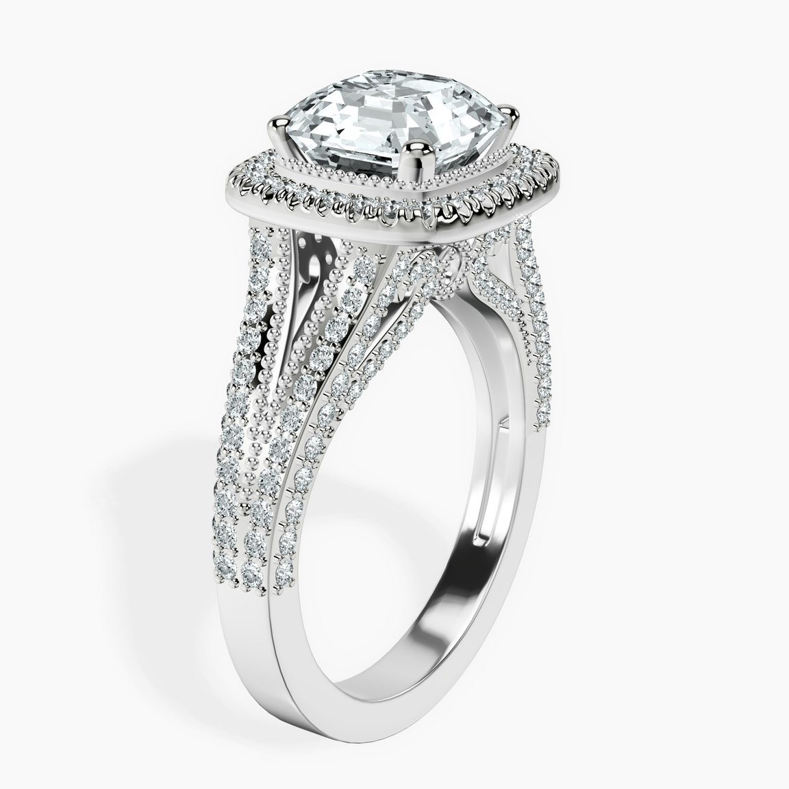 Platinum Opulenté Antique Halo Lab Diamond Ring standing product image one