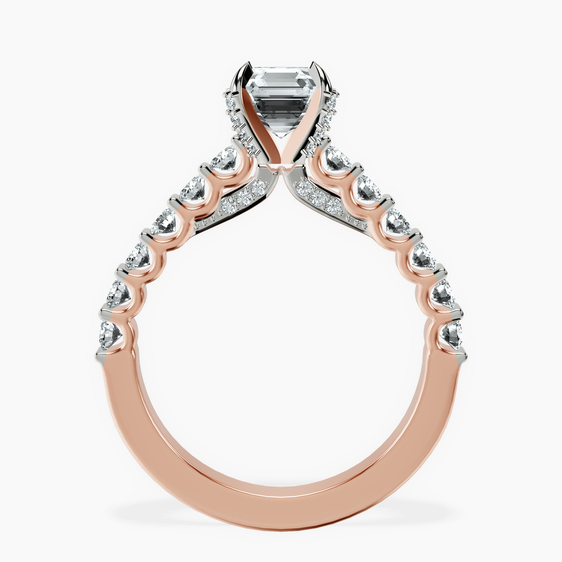 10kt Rose Gold Austria Cathedral Lab Diamond Ring side right image one