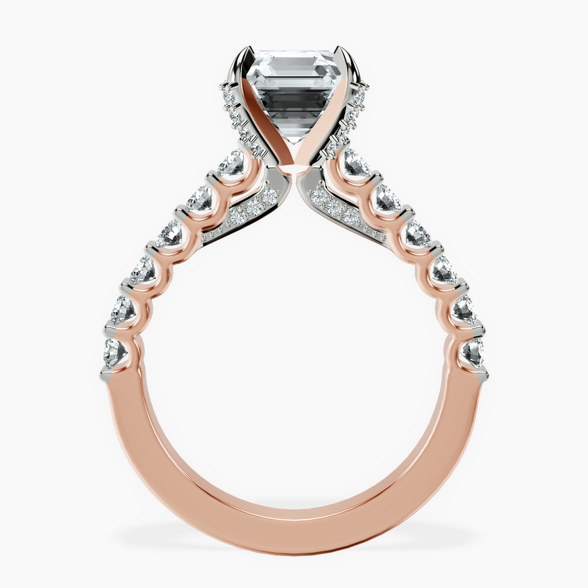 10kt Rose Gold Austria Cathedral Lab Diamond Ring side right image one