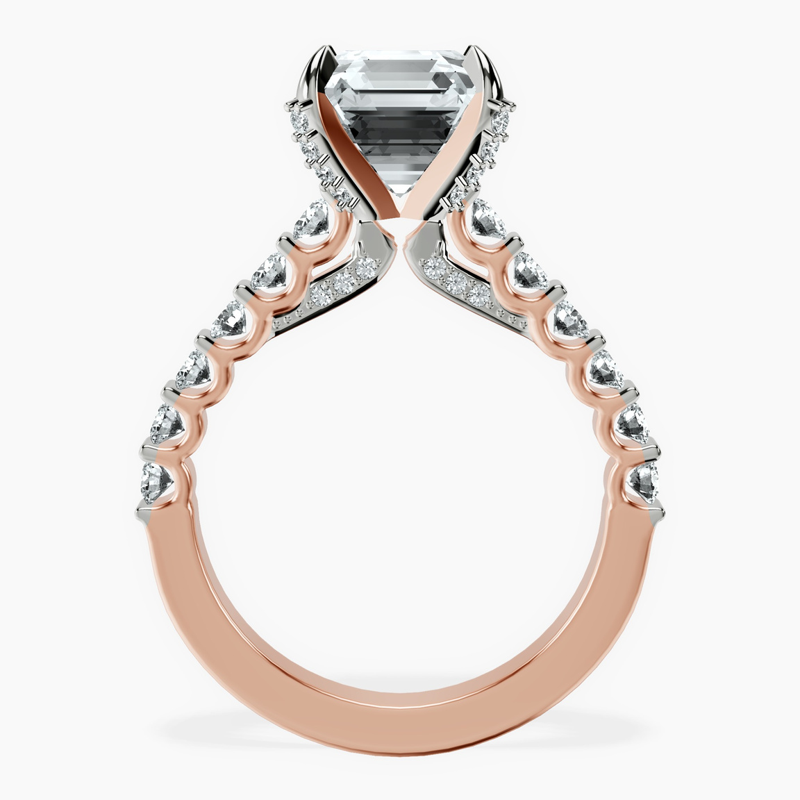 10kt Rose Gold Austria Cathedral Lab Diamond Ring side right image one