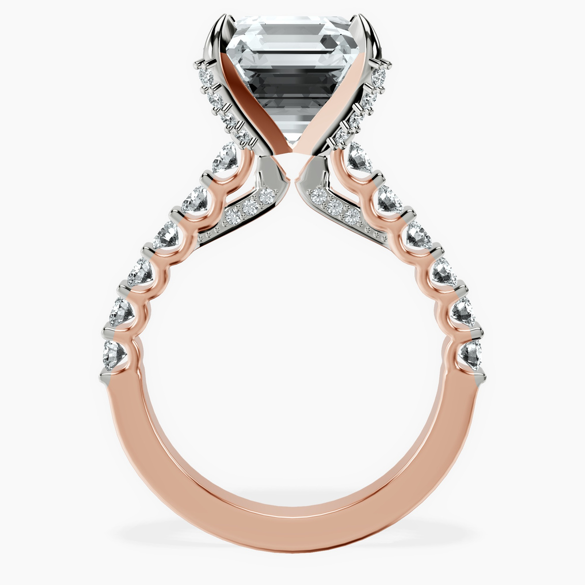 10kt Rose Gold Austria Cathedral Lab Diamond Ring side right image one