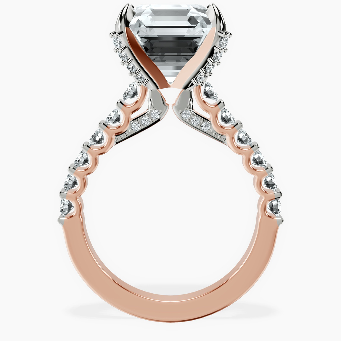 10kt Rose Gold Austria Cathedral Lab Diamond Ring side right image one