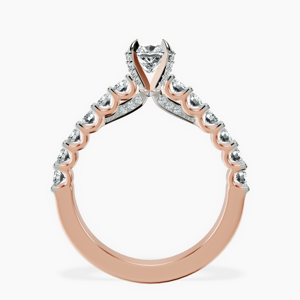 10kt Rose Gold Austria Cathedral Lab Diamond Ring side right image one