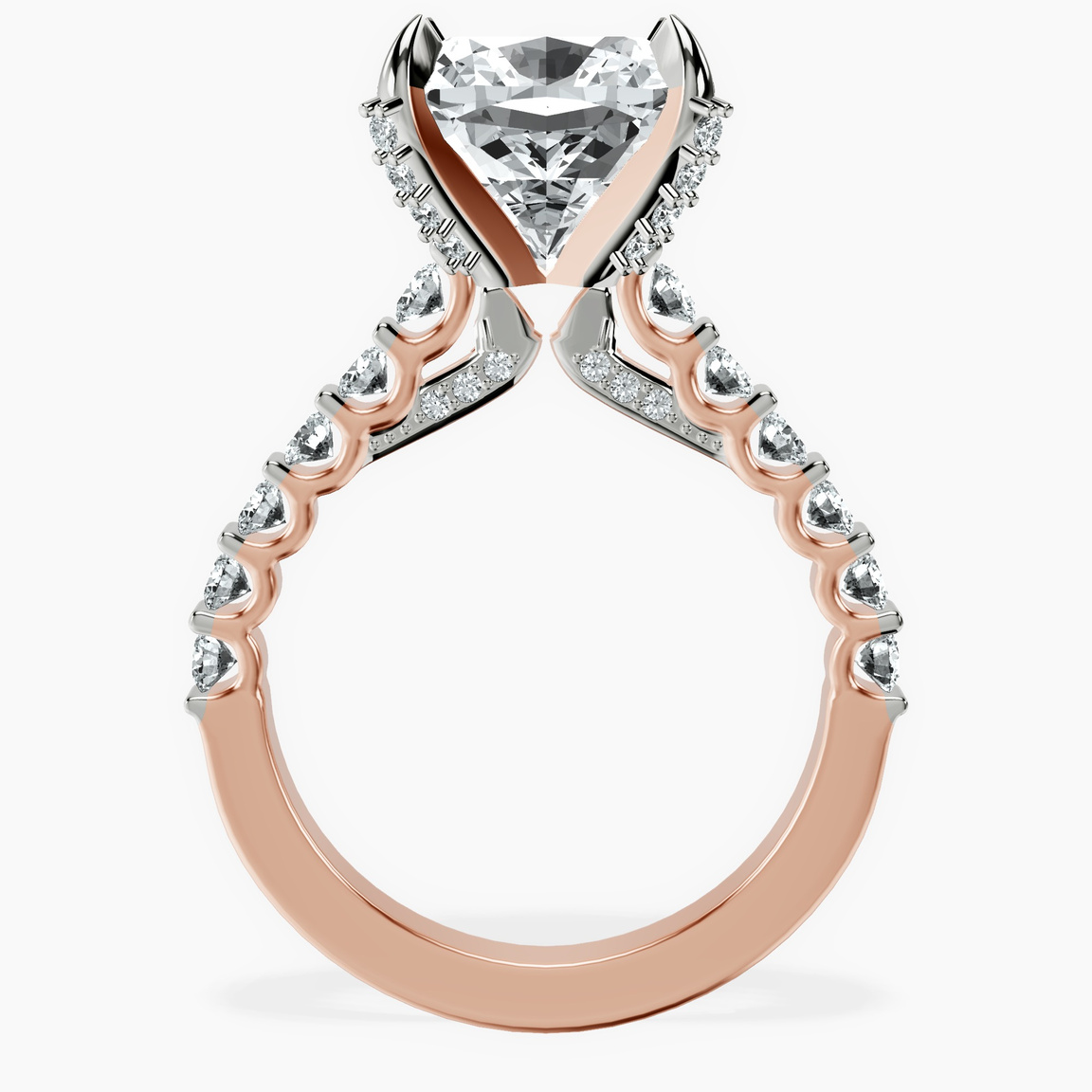 10kt Rose Gold Austria Cathedral Lab Diamond Ring side right image one