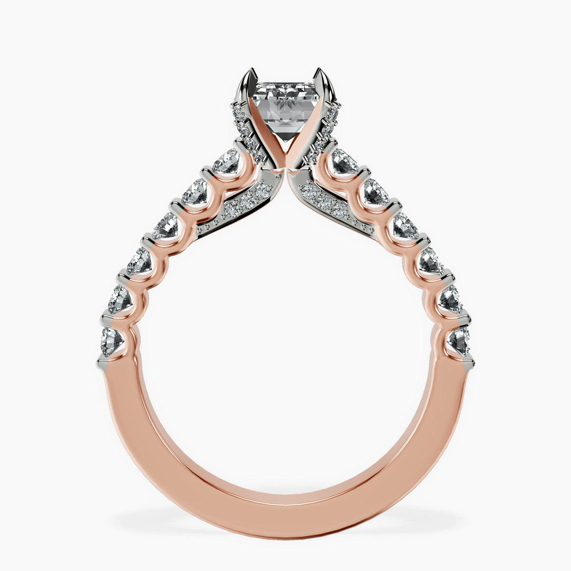 10kt Rose Gold Austria Cathedral Lab Diamond Ring side right image one