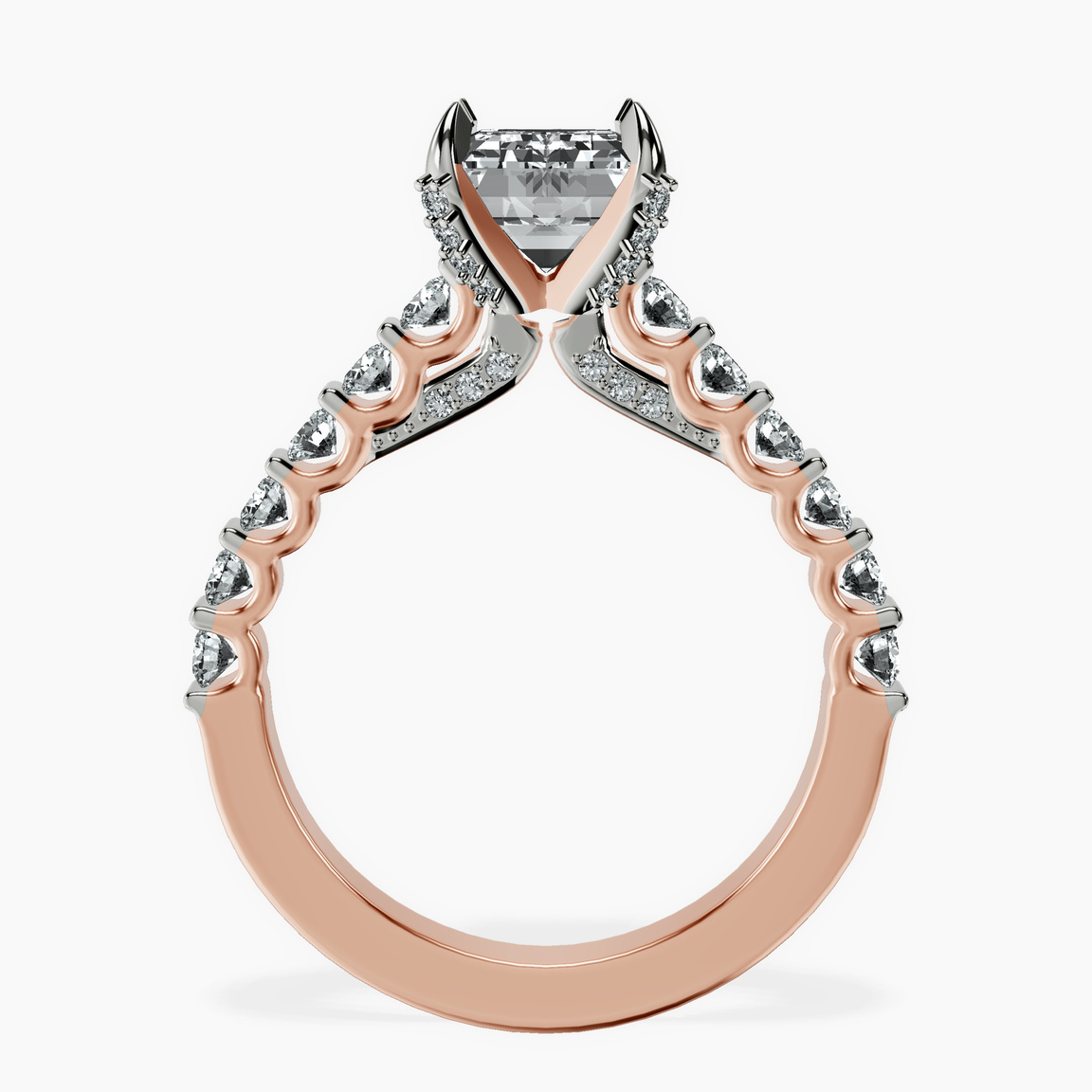 10kt Rose Gold Austria Cathedral Lab Diamond Ring side right image one