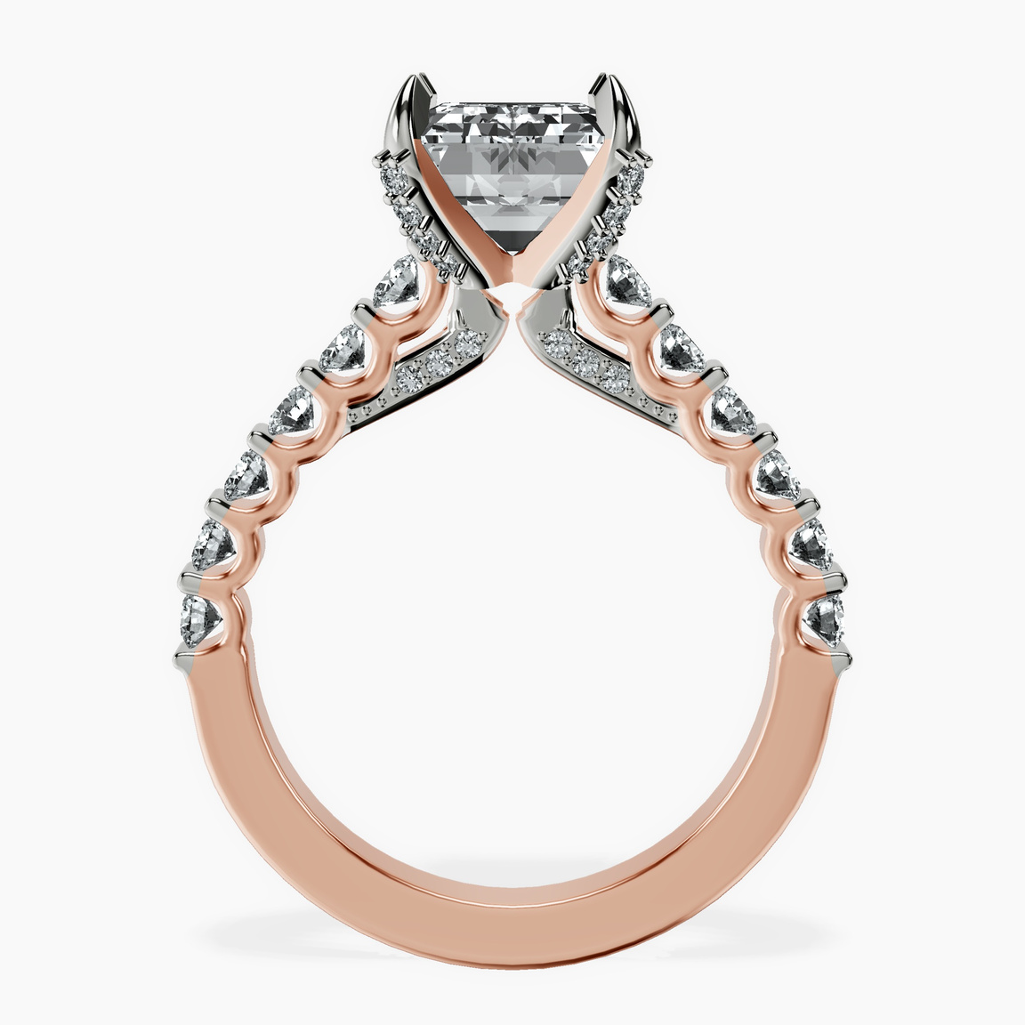 10kt Rose Gold Austria Cathedral Lab Diamond Ring side right image one