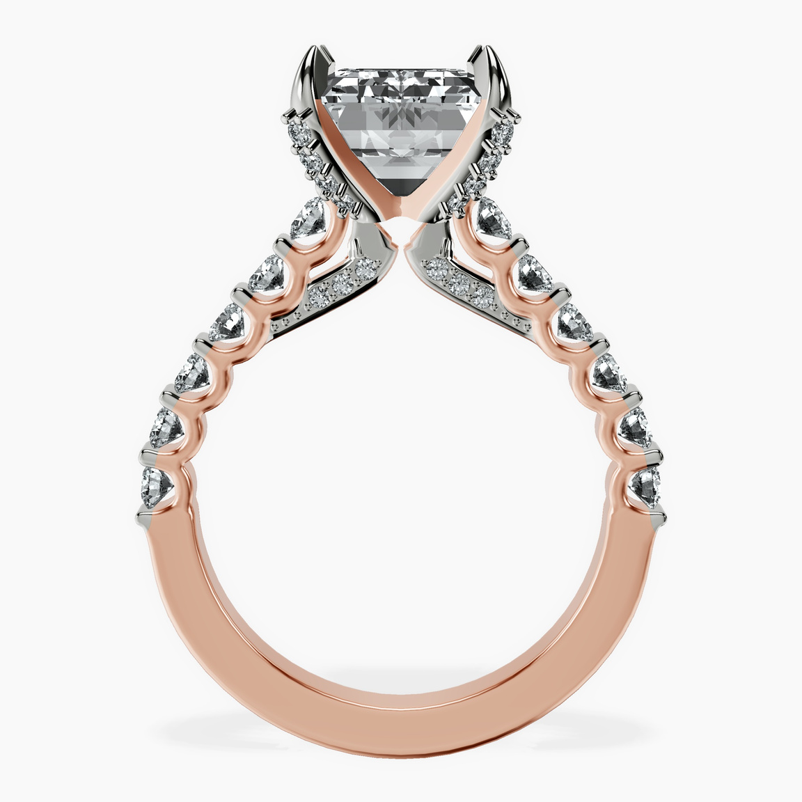 10kt Rose Gold Austria Cathedral Lab Diamond Ring side right image one