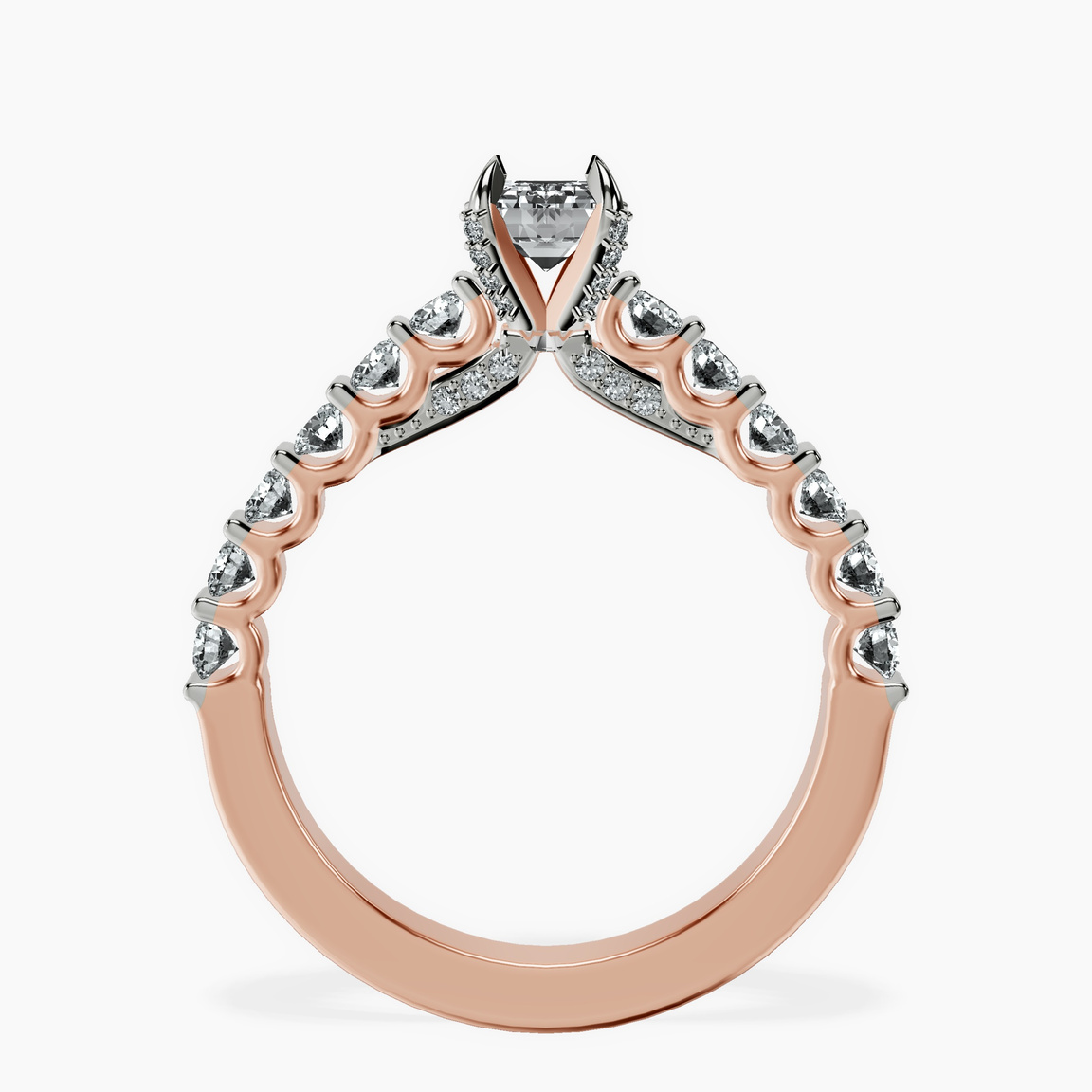 10kt Rose Gold Austria Cathedral Lab Diamond Ring side right image one