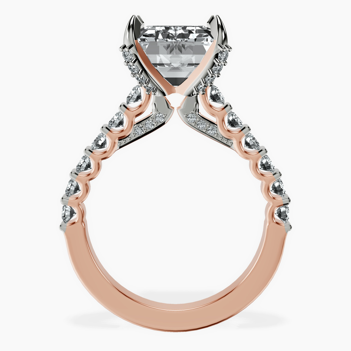 10kt Rose Gold Austria Cathedral Lab Diamond Ring side right image one