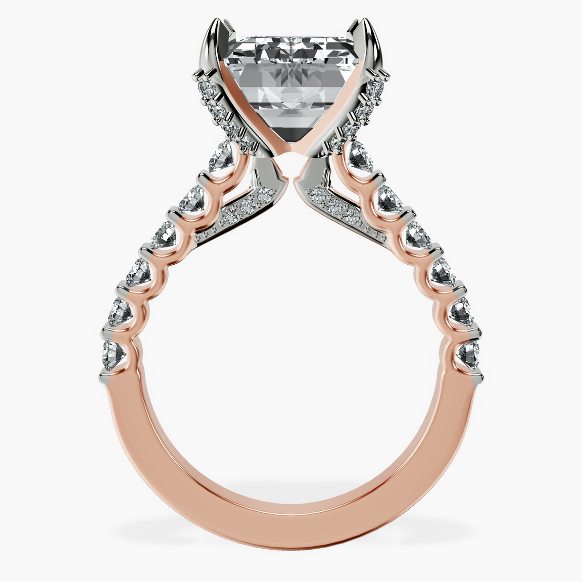 10kt Rose Gold Austria Cathedral Lab Diamond Ring side right image one