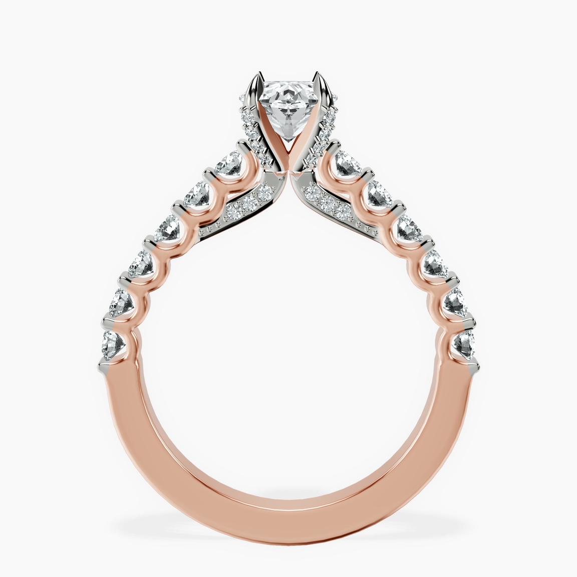 10kt Rose Gold Austria Cathedral Lab Diamond Ring side right image one