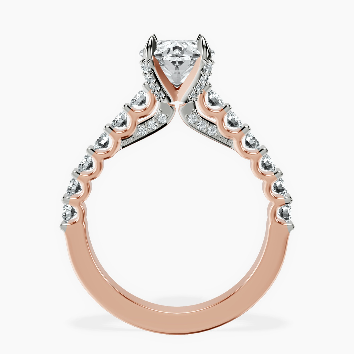 10kt Rose Gold Austria Cathedral Lab Diamond Ring side right image one