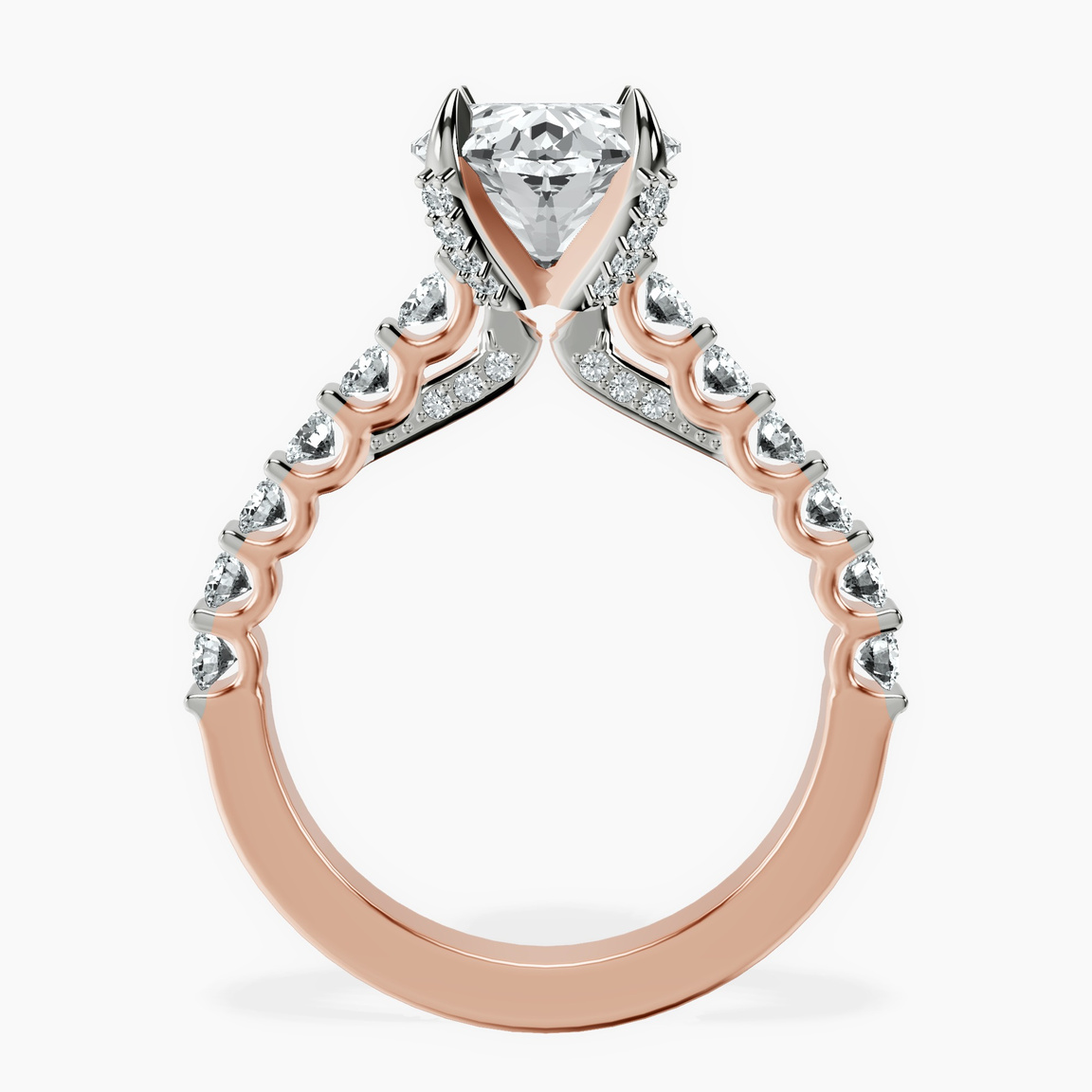 10kt Rose Gold Austria Cathedral Lab Diamond Ring side right image one