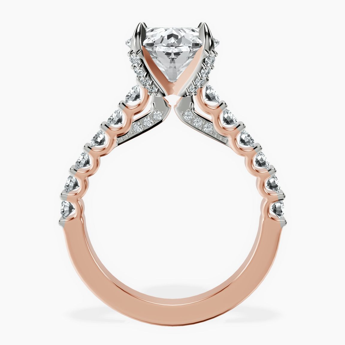 10kt Rose Gold Austria Cathedral Lab Diamond Ring side right image one