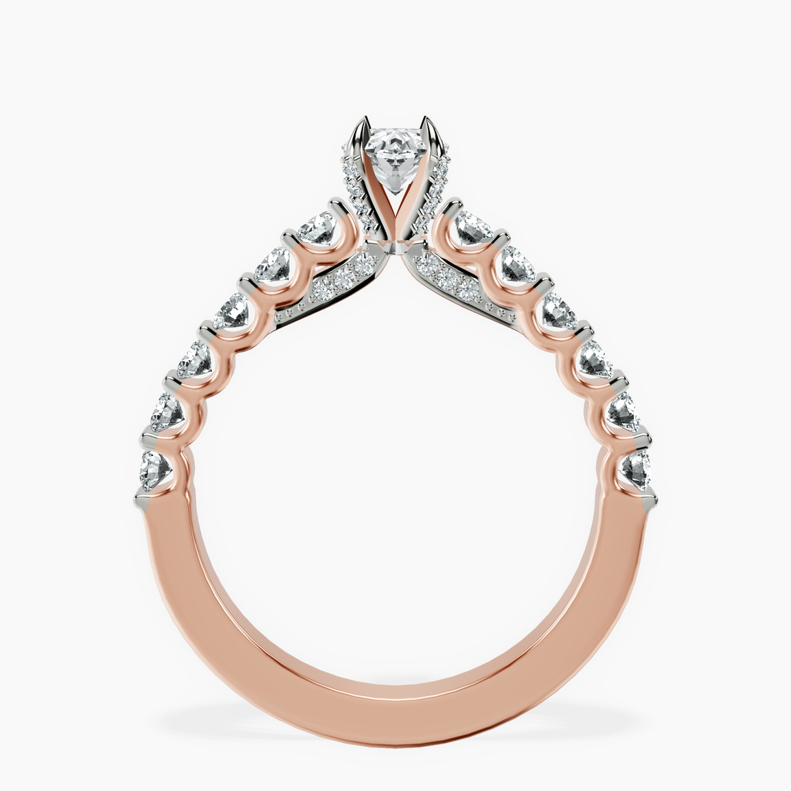 10kt Rose Gold Austria Cathedral Lab Diamond Ring side right image one